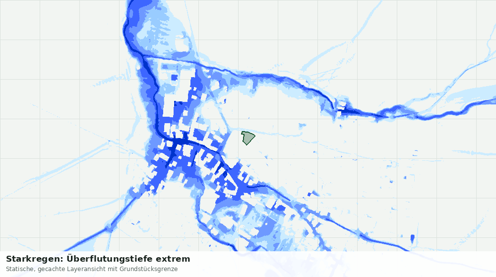 Statische Kartenansicht: Starkregen: Überflutungstiefe extrem