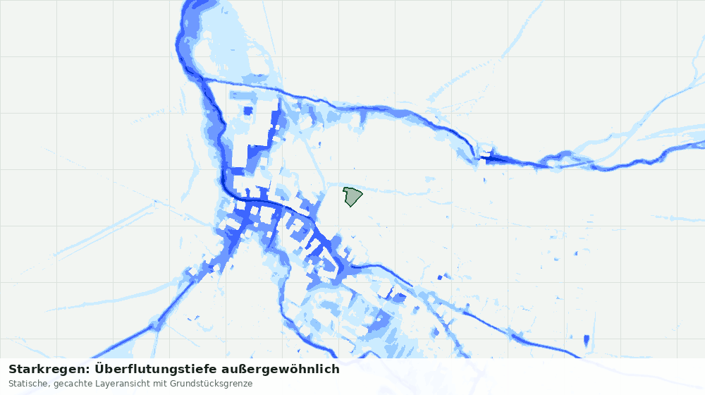 Statische Kartenansicht: Starkregen: Überflutungstiefe außergewöhnlich