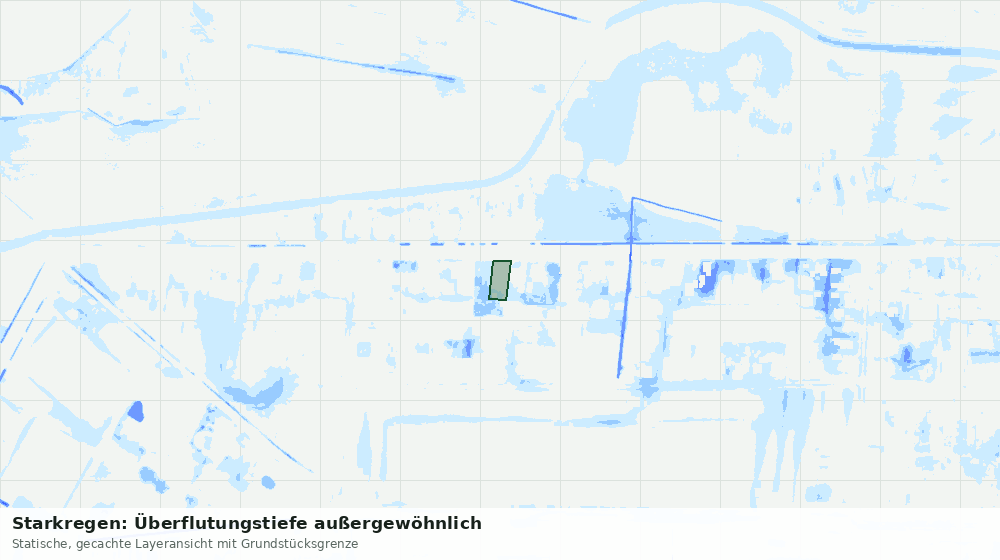 Statische Kartenansicht: Starkregen: Überflutungstiefe außergewöhnlich