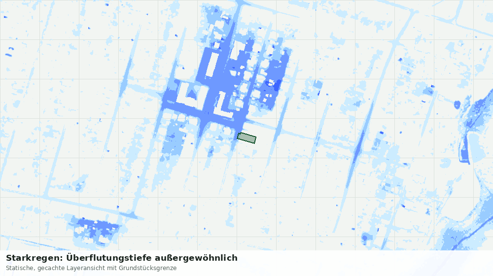 Statische Kartenansicht: Starkregen: Überflutungstiefe außergewöhnlich