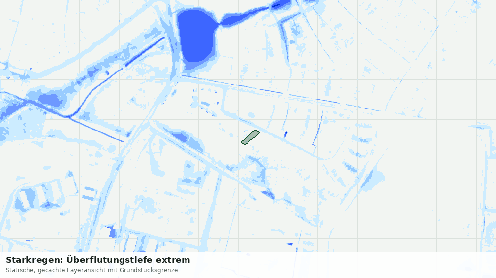 Statische Kartenansicht: Starkregen: Überflutungstiefe extrem