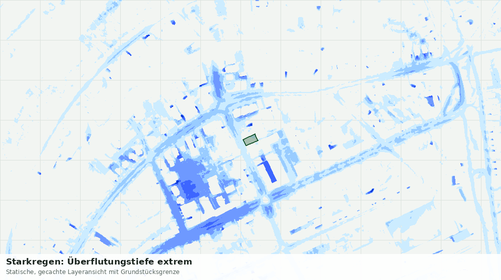 Statische Kartenansicht: Starkregen: Überflutungstiefe extrem