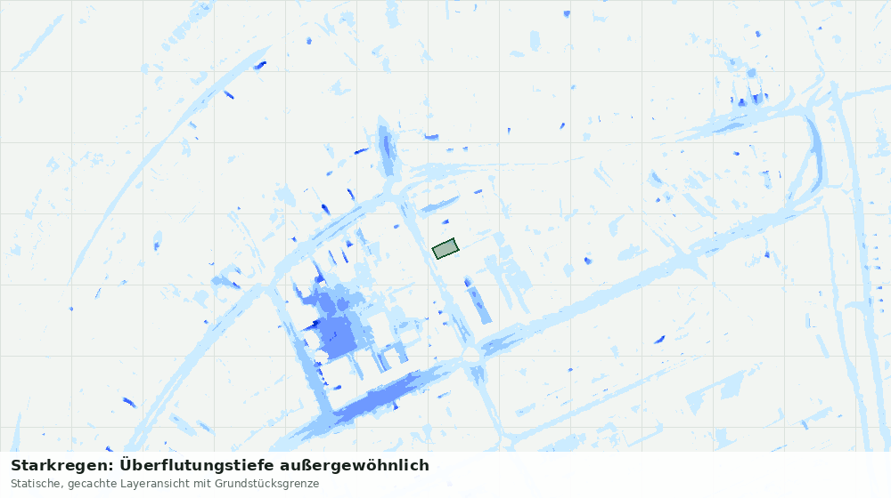 Statische Kartenansicht: Starkregen: Überflutungstiefe außergewöhnlich