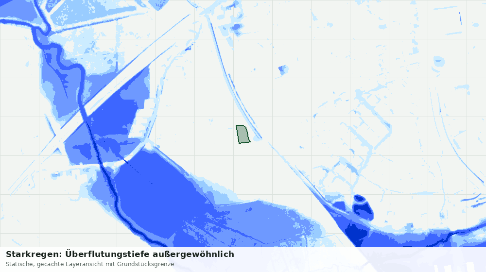 Statische Kartenansicht: Starkregen: Überflutungstiefe außergewöhnlich
