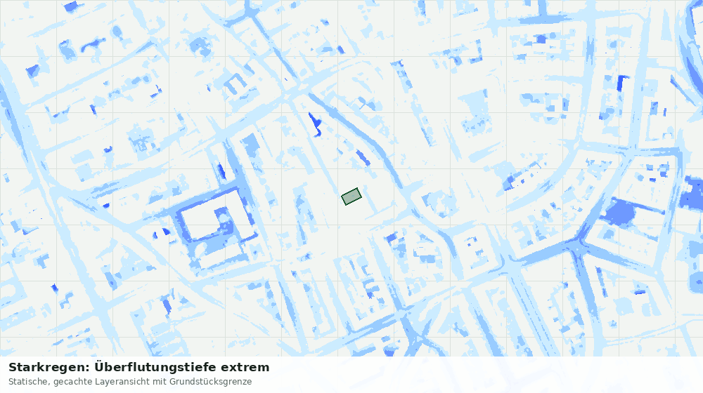 Statische Kartenansicht: Starkregen: Überflutungstiefe extrem