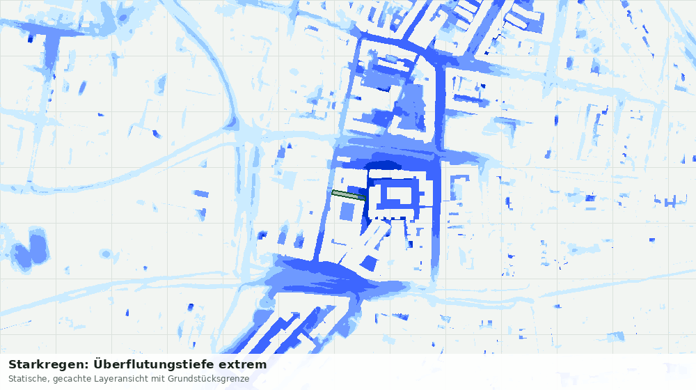 Statische Kartenansicht: Starkregen: Überflutungstiefe extrem