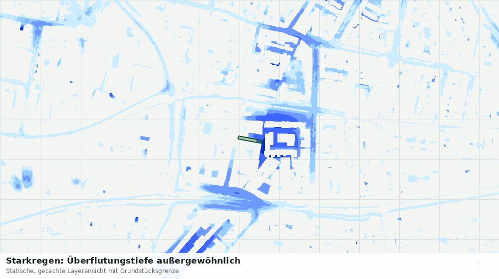Statische Kartenansicht: Starkregen: Überflutungstiefe außergewöhnlich