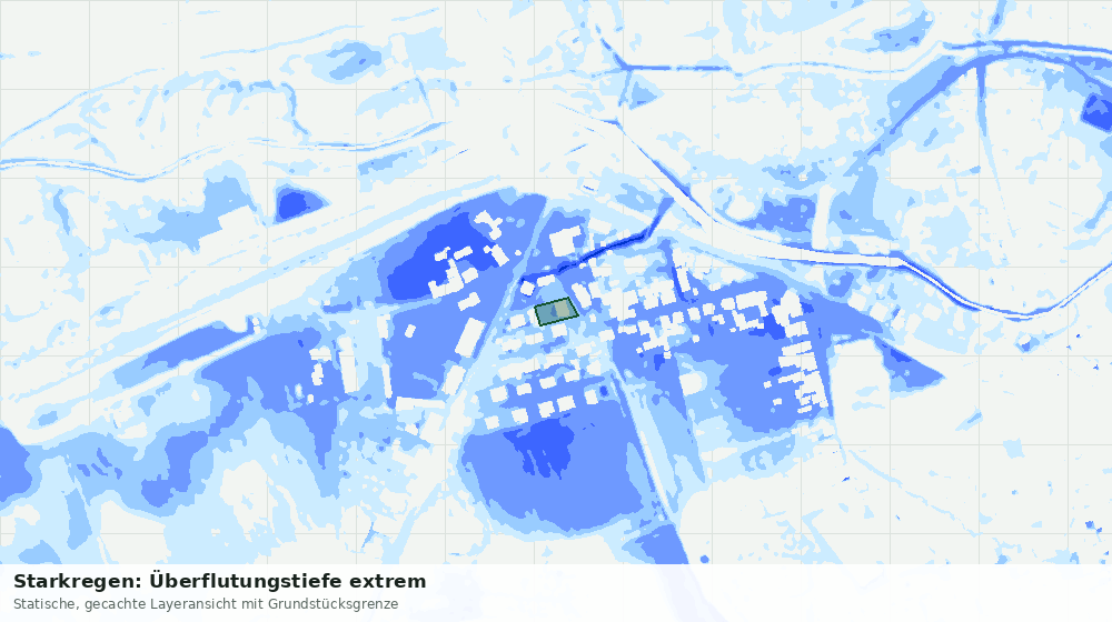 Statische Kartenansicht: Starkregen: Überflutungstiefe extrem