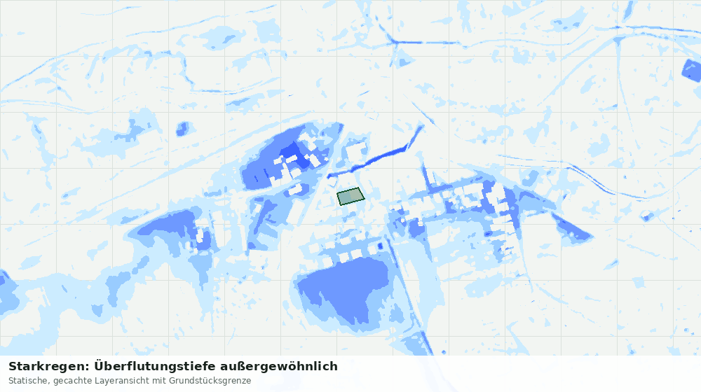 Statische Kartenansicht: Starkregen: Überflutungstiefe außergewöhnlich