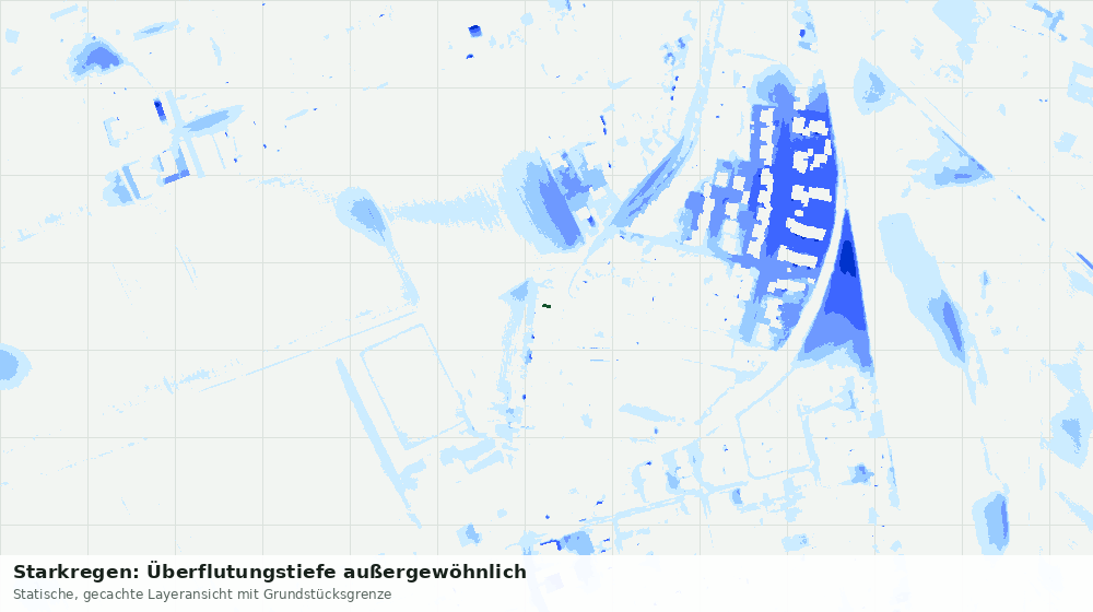 Statische Kartenansicht: Starkregen: Überflutungstiefe außergewöhnlich