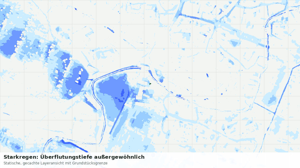 Statische Kartenansicht: Starkregen: Überflutungstiefe außergewöhnlich