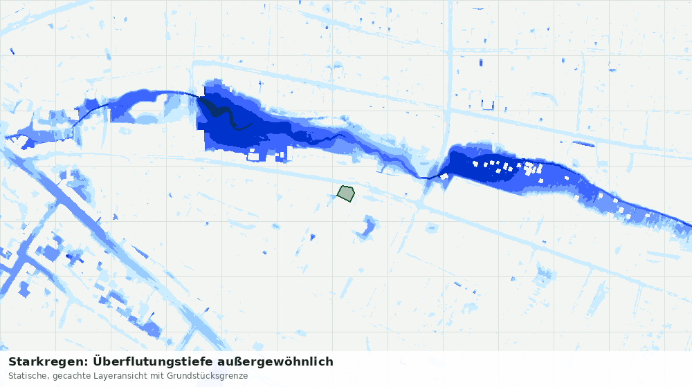 Statische Kartenansicht: Starkregen: Überflutungstiefe außergewöhnlich