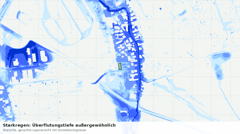 Statische Kartenansicht: Starkregen: Überflutungstiefe außergewöhnlich