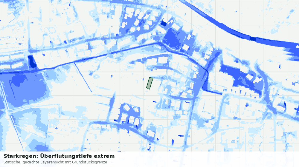 Statische Kartenansicht: Starkregen: Überflutungstiefe extrem
