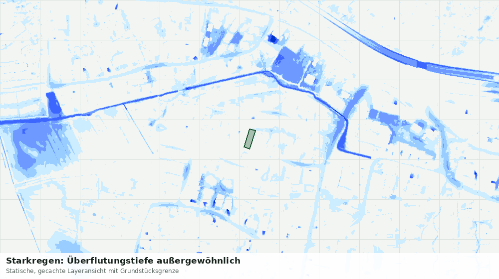 Statische Kartenansicht: Starkregen: Überflutungstiefe außergewöhnlich