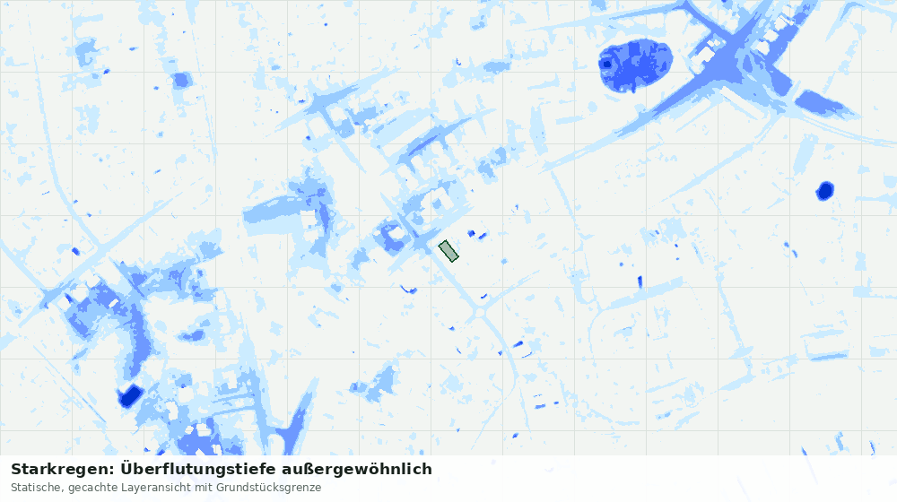Statische Kartenansicht: Starkregen: Überflutungstiefe außergewöhnlich