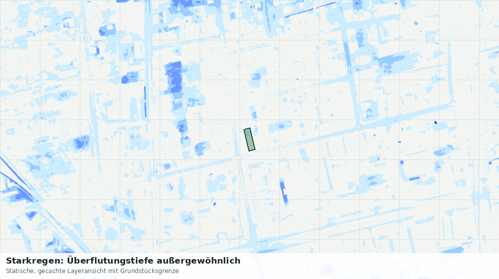 Statische Kartenansicht: Starkregen: Überflutungstiefe außergewöhnlich