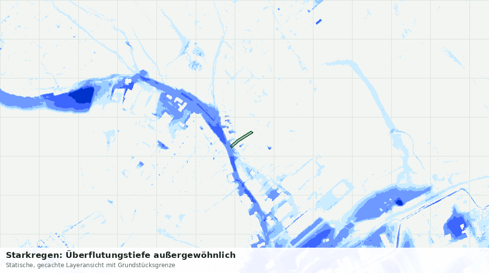 Statische Kartenansicht: Starkregen: Überflutungstiefe außergewöhnlich