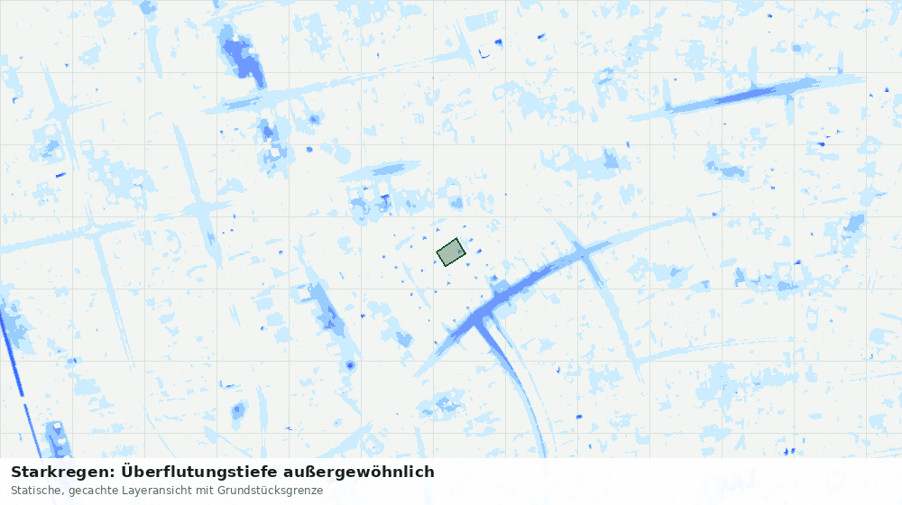 Statische Kartenansicht: Starkregen: Überflutungstiefe außergewöhnlich