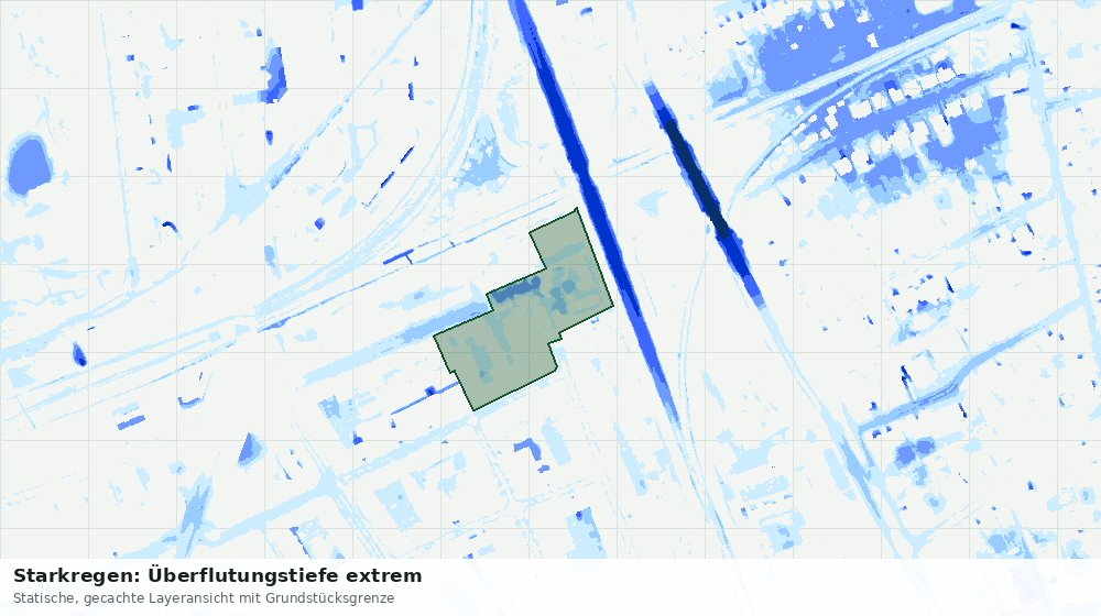 Statische Kartenansicht: Starkregen: Überflutungstiefe extrem