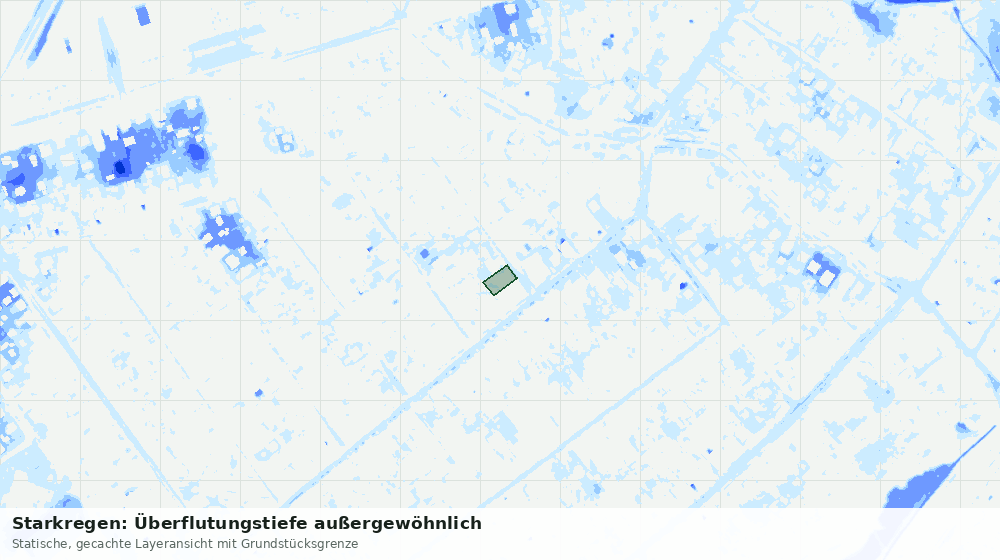 Statische Kartenansicht: Starkregen: Überflutungstiefe außergewöhnlich
