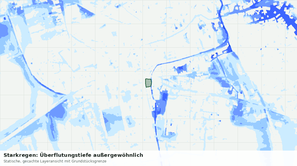 Statische Kartenansicht: Starkregen: Überflutungstiefe außergewöhnlich