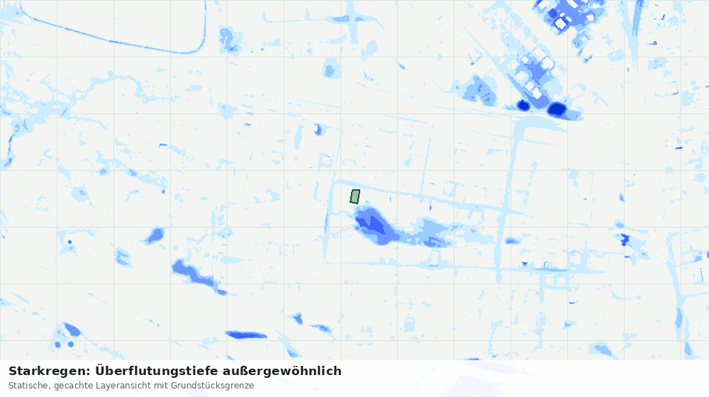 Statische Kartenansicht: Starkregen: Überflutungstiefe außergewöhnlich
