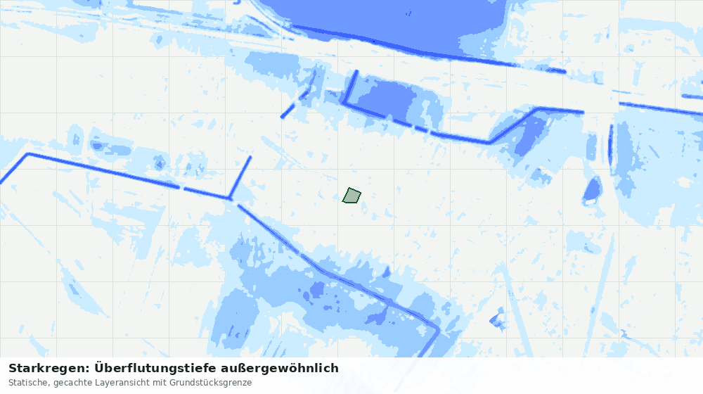 Statische Kartenansicht: Starkregen: Überflutungstiefe außergewöhnlich