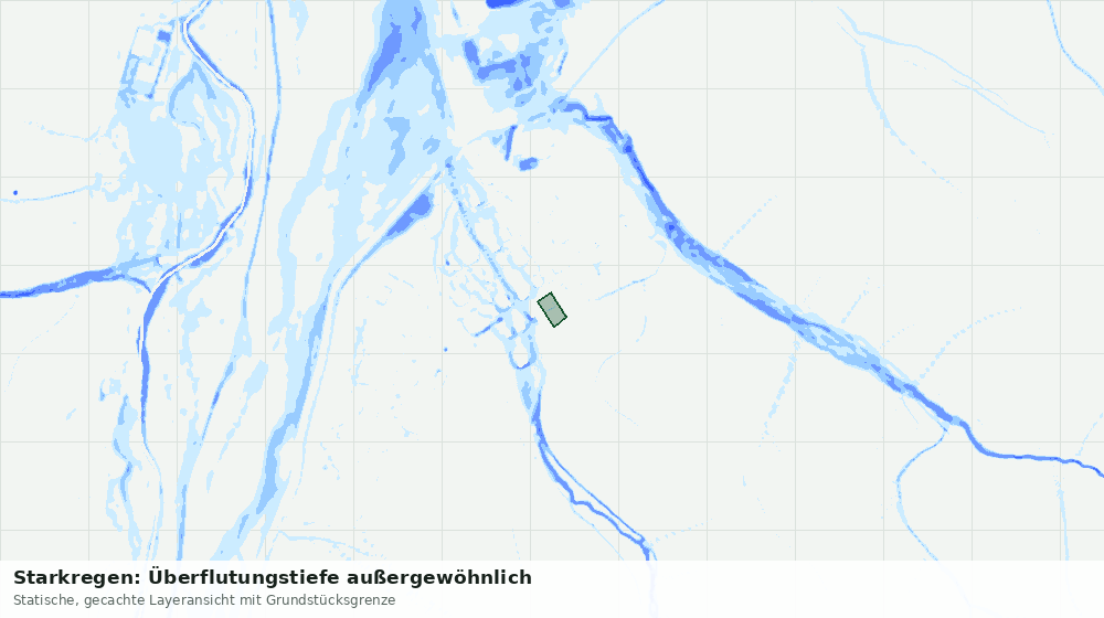 Statische Kartenansicht: Starkregen: Überflutungstiefe außergewöhnlich