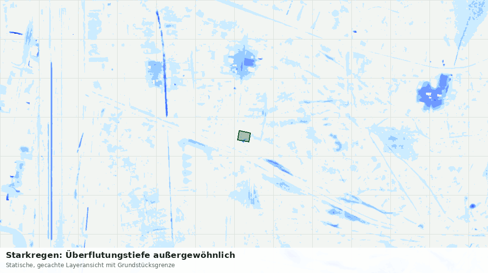 Statische Kartenansicht: Starkregen: Überflutungstiefe außergewöhnlich
