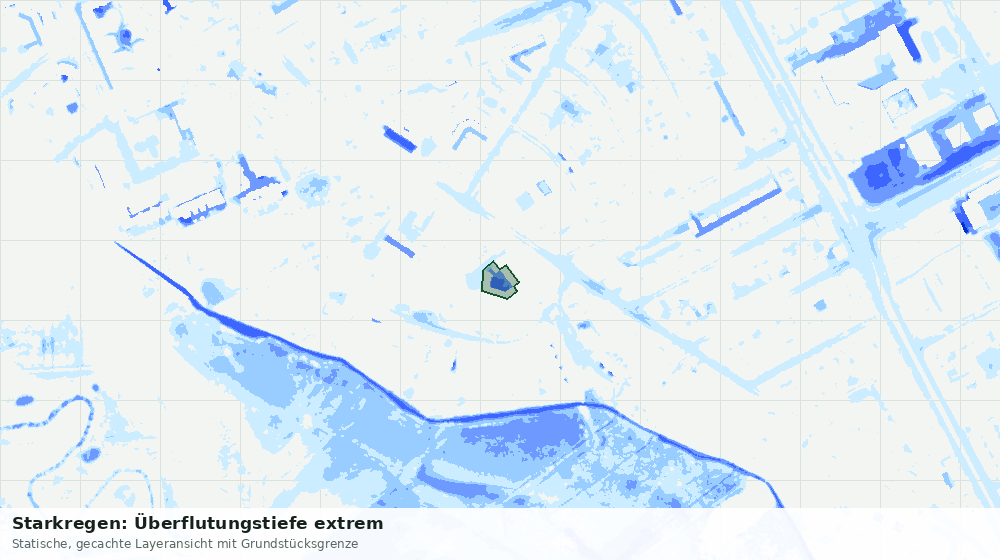 Statische Kartenansicht: Starkregen: Überflutungstiefe extrem
