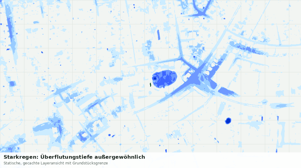 Statische Kartenansicht: Starkregen: Überflutungstiefe außergewöhnlich