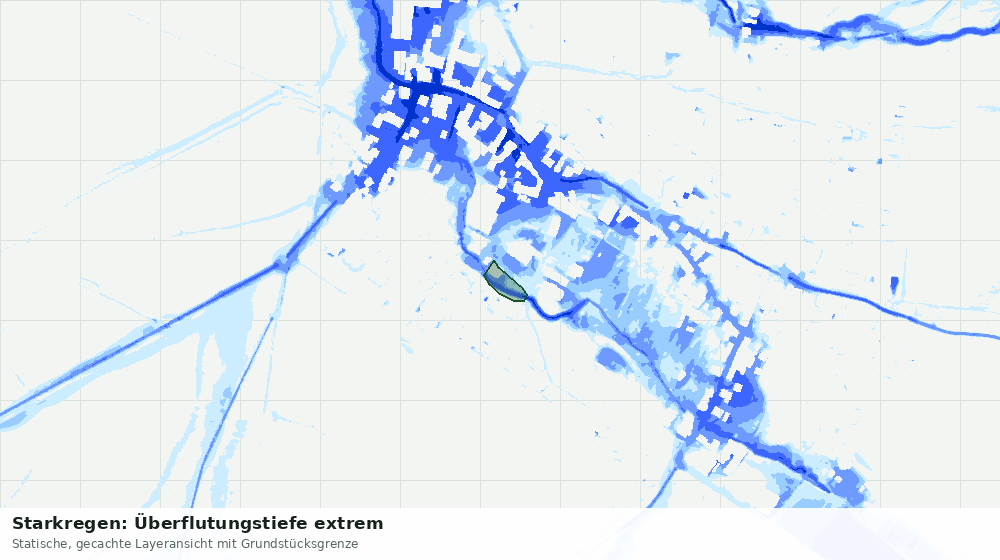 Statische Kartenansicht: Starkregen: Überflutungstiefe extrem