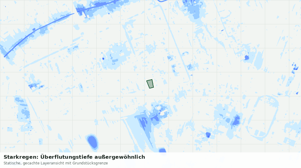 Statische Kartenansicht: Starkregen: Überflutungstiefe außergewöhnlich