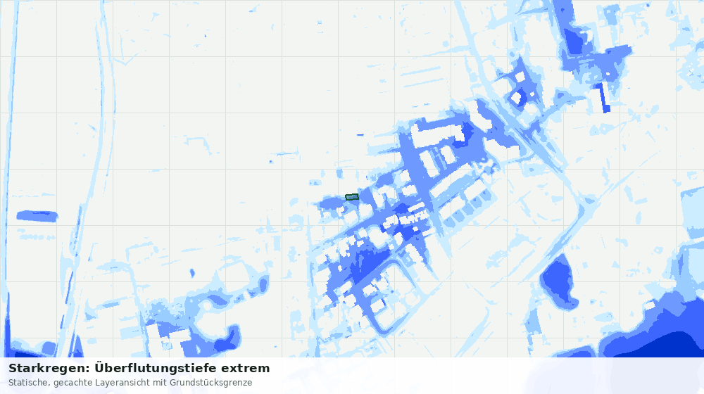 Statische Kartenansicht: Starkregen: Überflutungstiefe extrem