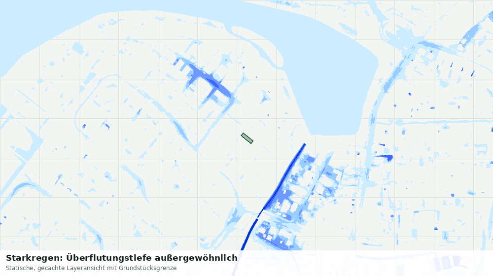 Statische Kartenansicht: Starkregen: Überflutungstiefe außergewöhnlich