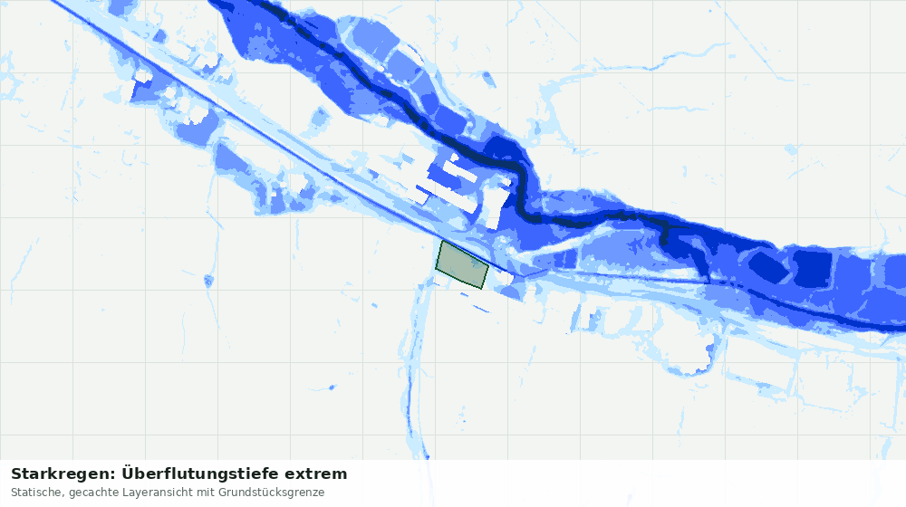 Statische Kartenansicht: Starkregen: Überflutungstiefe extrem