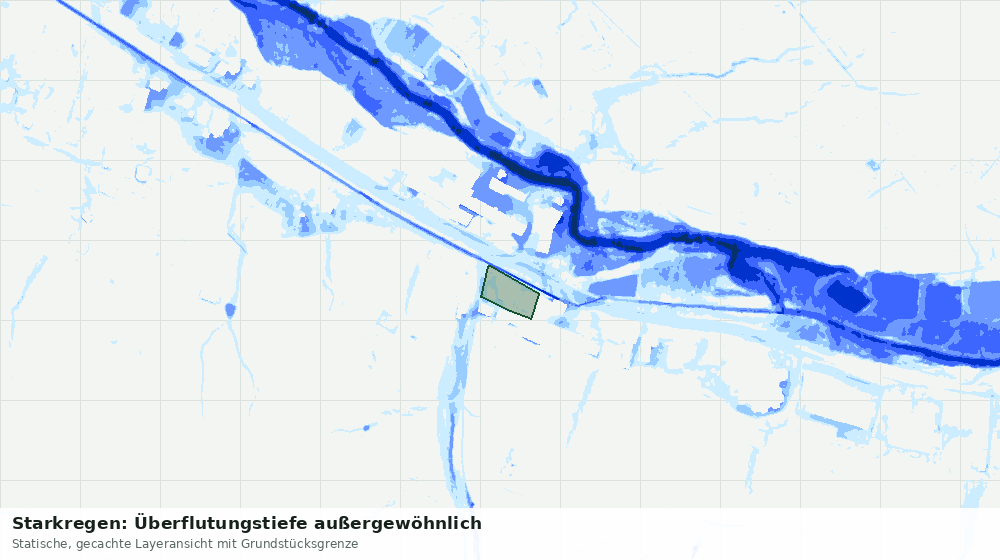Statische Kartenansicht: Starkregen: Überflutungstiefe außergewöhnlich