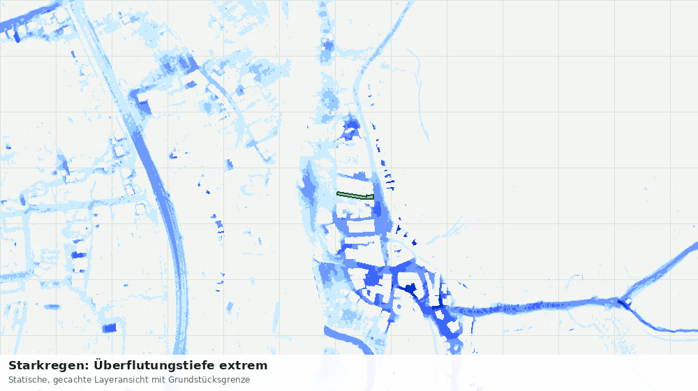 Statische Kartenansicht: Starkregen: Überflutungstiefe extrem