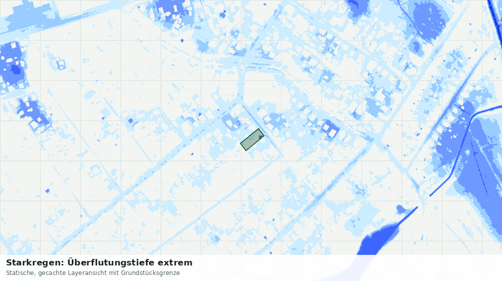 Statische Kartenansicht: Starkregen: Überflutungstiefe extrem