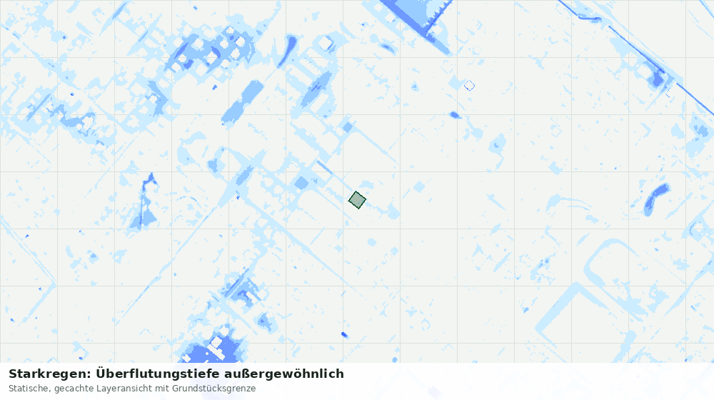 Statische Kartenansicht: Starkregen: Überflutungstiefe außergewöhnlich