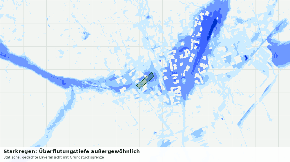 Statische Kartenansicht: Starkregen: Überflutungstiefe außergewöhnlich