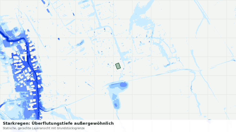 Statische Kartenansicht: Starkregen: Überflutungstiefe außergewöhnlich