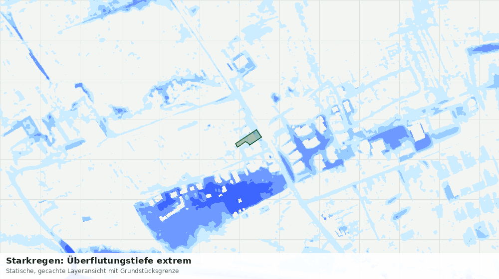 Statische Kartenansicht: Starkregen: Überflutungstiefe extrem