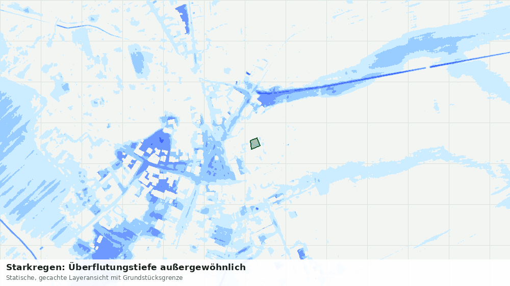 Statische Kartenansicht: Starkregen: Überflutungstiefe außergewöhnlich