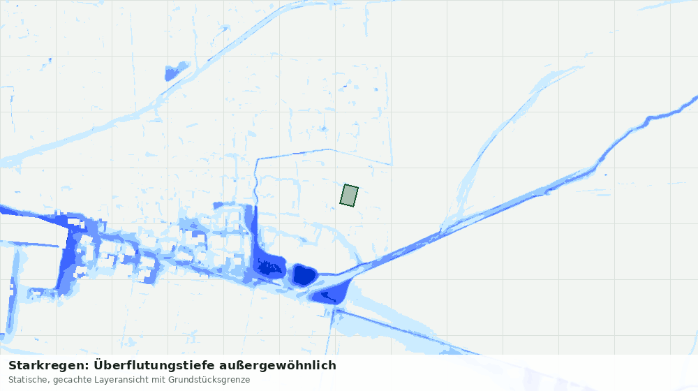 Statische Kartenansicht: Starkregen: Überflutungstiefe außergewöhnlich