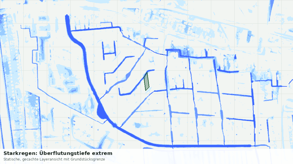 Statische Kartenansicht: Starkregen: Überflutungstiefe extrem