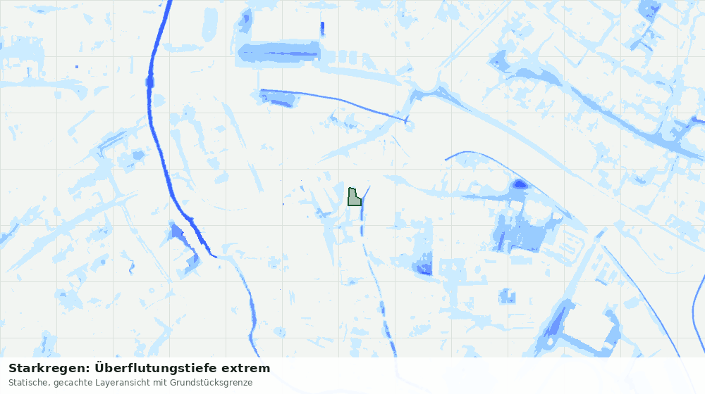 Statische Kartenansicht: Starkregen: Überflutungstiefe extrem