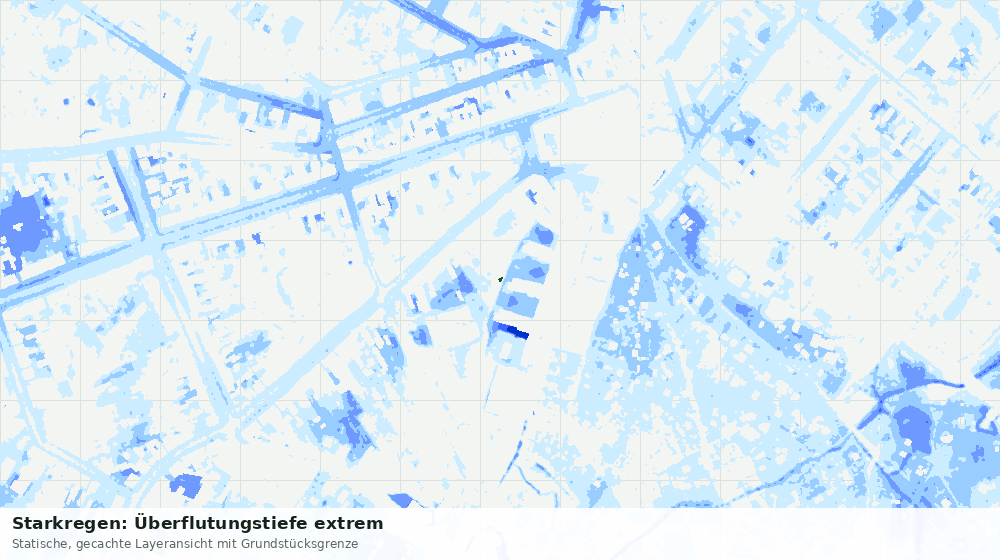 Statische Kartenansicht: Starkregen: Überflutungstiefe extrem