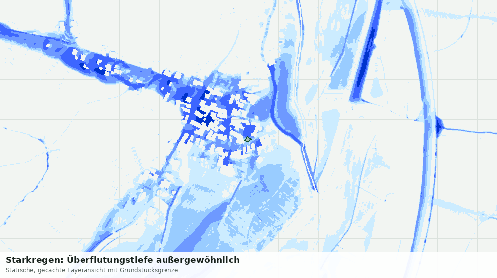 Statische Kartenansicht: Starkregen: Überflutungstiefe außergewöhnlich